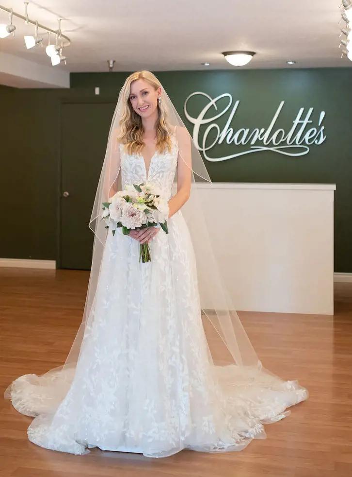 Bride at Charlotte's Weddings in a wedding gown in Portland Oregon
